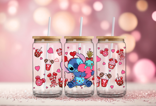 Stitch Valentines Day Snacks Glass Beer Can