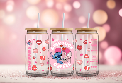 Starbucks Stitch Valentines Glass Beer Can