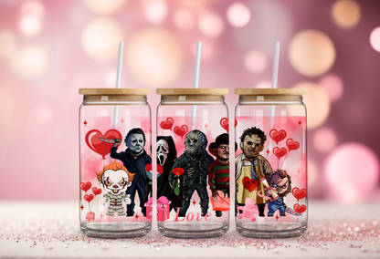 Valentines Heartthrobs of Horror Glass Beer Can