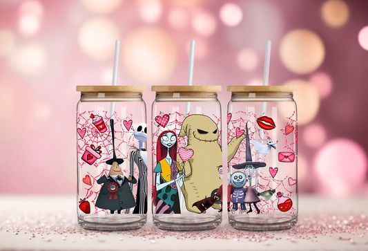 Nightmare Valentines Glass Beer Can