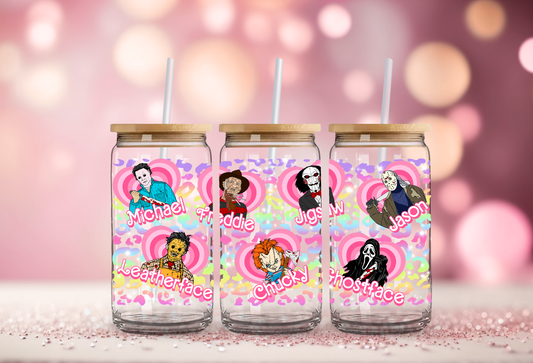 Horror Boys Rainbow Hearts Glass Beer Can