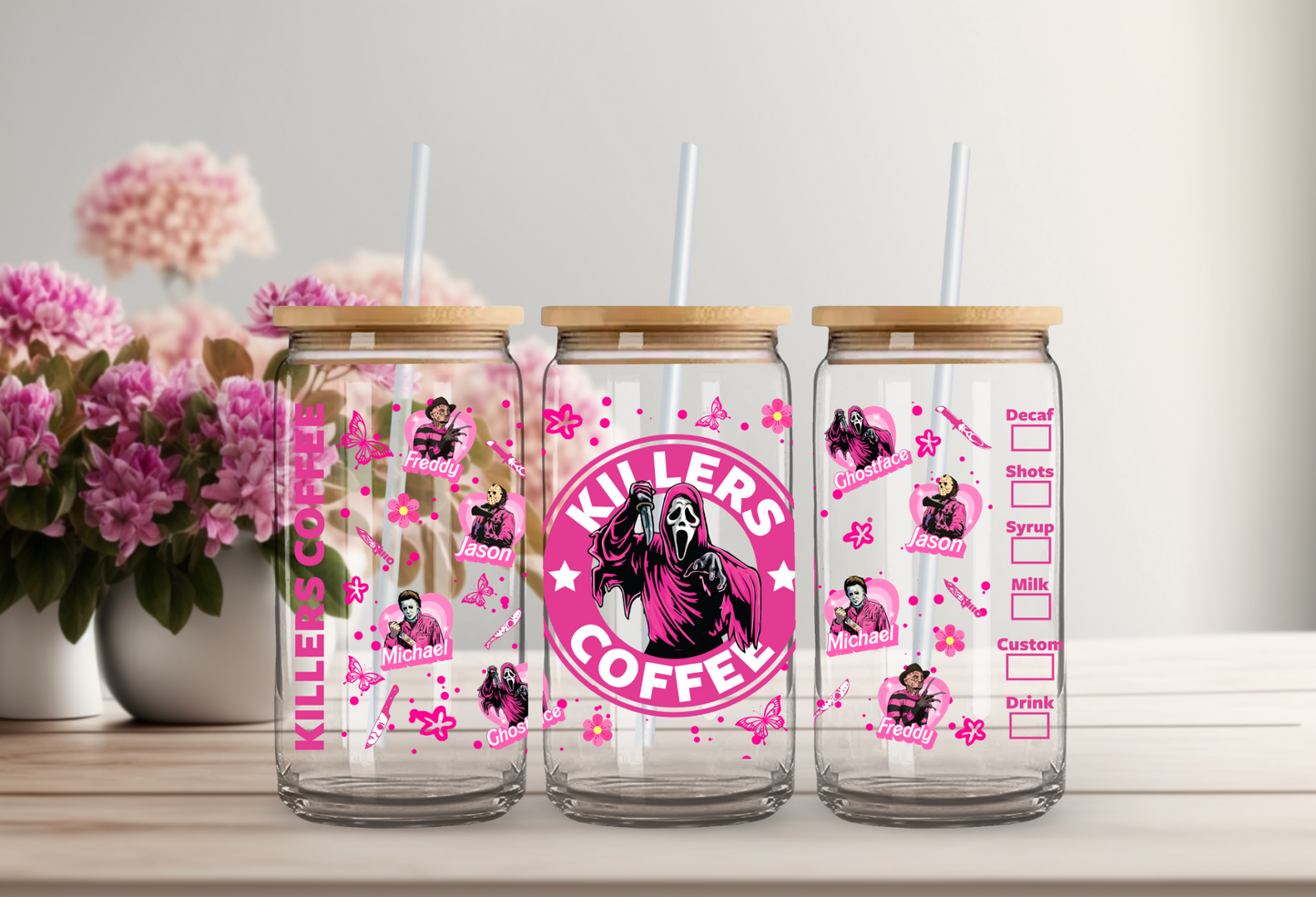 Horror Boys Killers Coffee Glass Beer Can