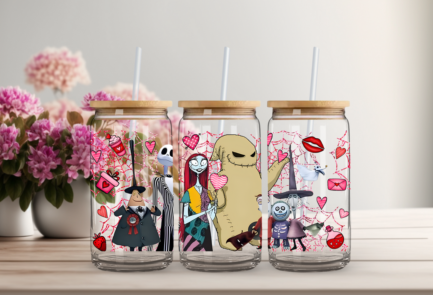 Nightmare Valentines Glass Beer Can