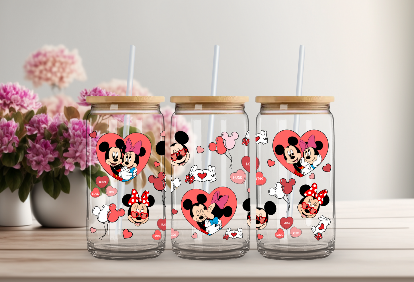 Minnie & Mickey Love Glass Beer Can