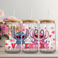 Valentines Stitch & Angel Glass Beer Can