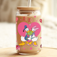 Daisy & Donald Valentines Glass Beer Can