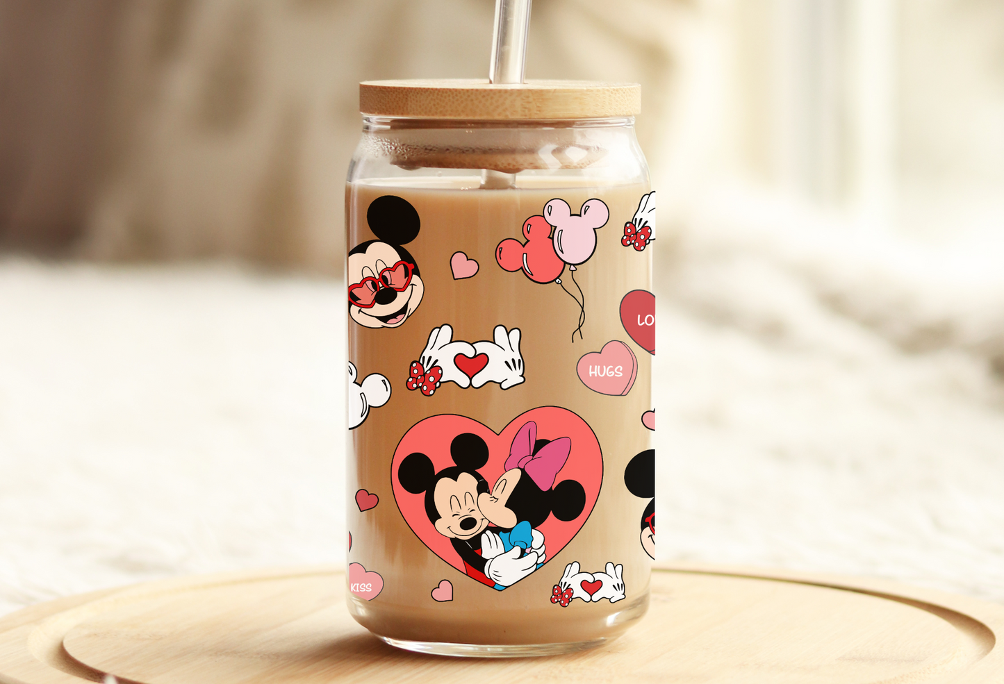 Minnie & Mickey Love Glass Beer Can