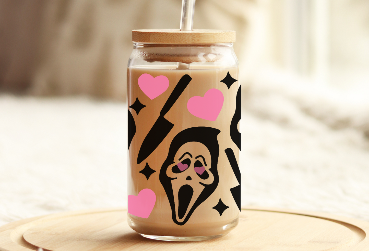 Ghostface Heart eyes Glass Beer Can