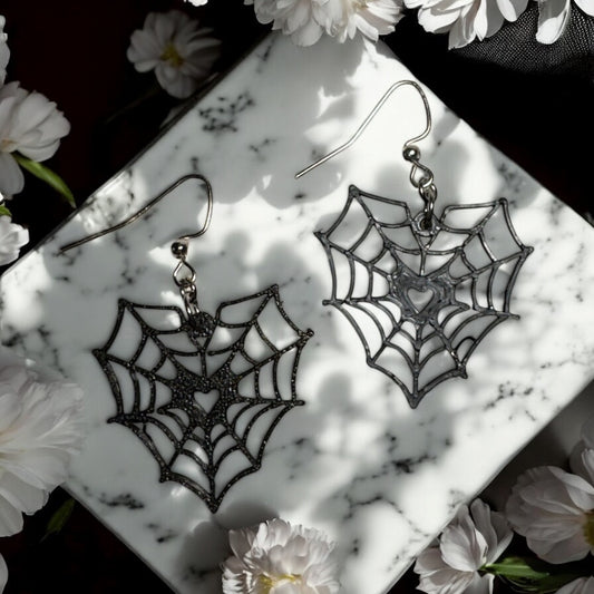 🖤 “Heartstrings & Web Things” Earrings