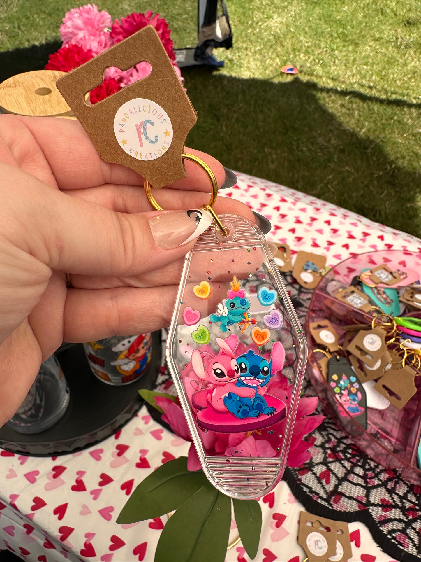 Stitch Conversation Heart keychain