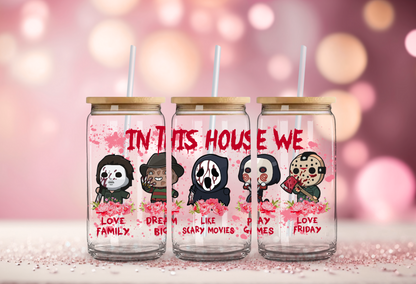 In This House Pink Glass Beer Can