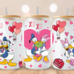 Daisy & Donald Valentines Glass Beer Can