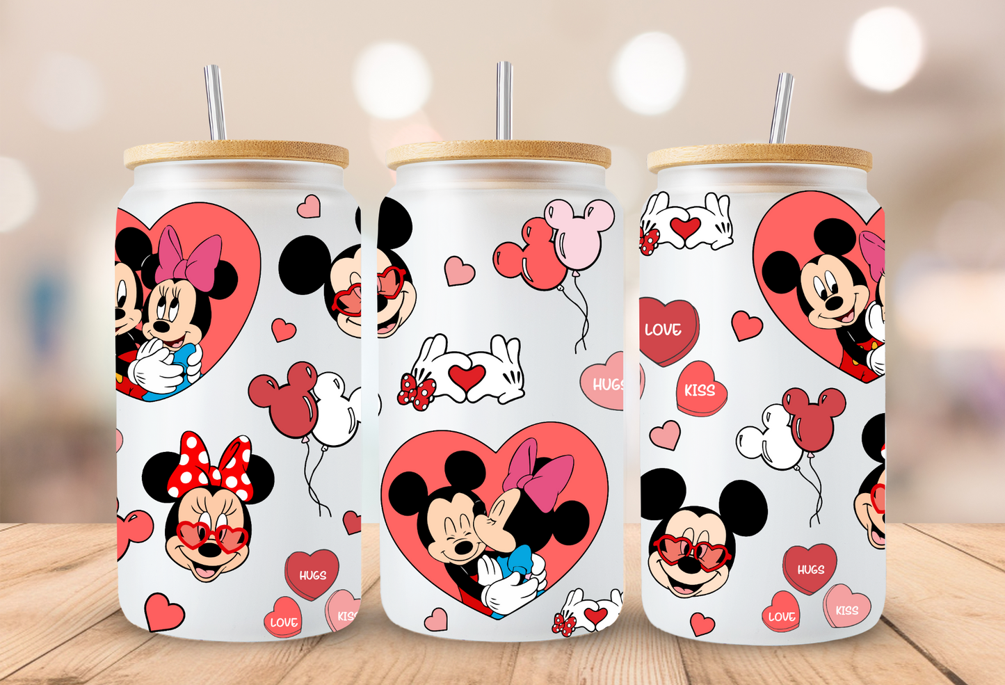 Minnie & Mickey Love Glass Beer Can