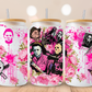 Horror boys Pink Valentines Glass Beer Can