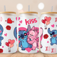 Angel & Stitch Valentines Glass Beer Can