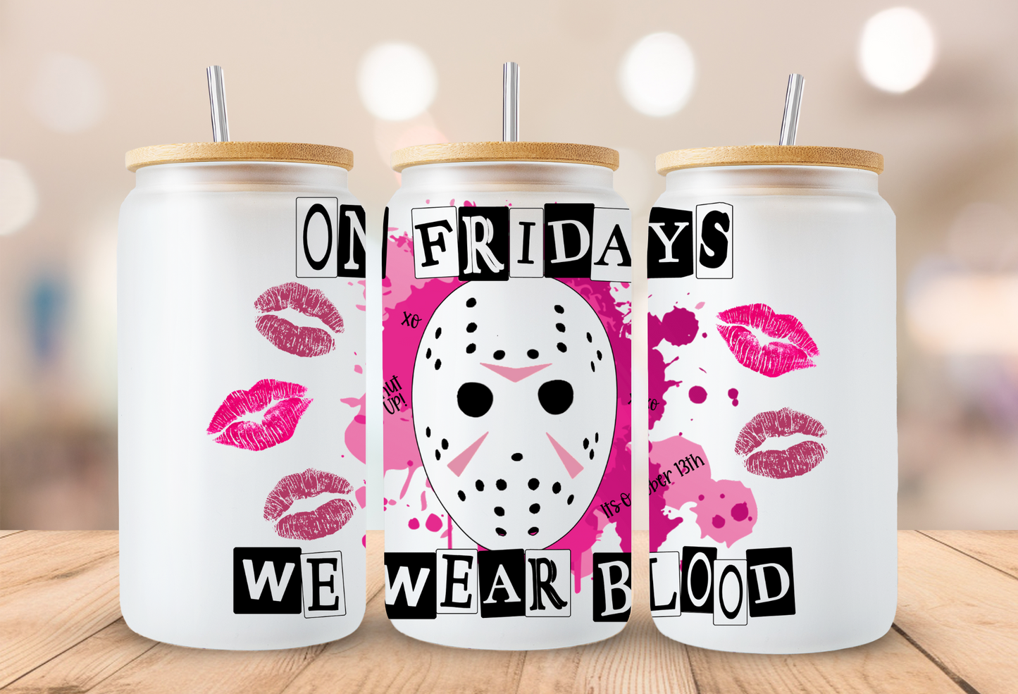 On Fridays We Wear Blood Glass Beer Can