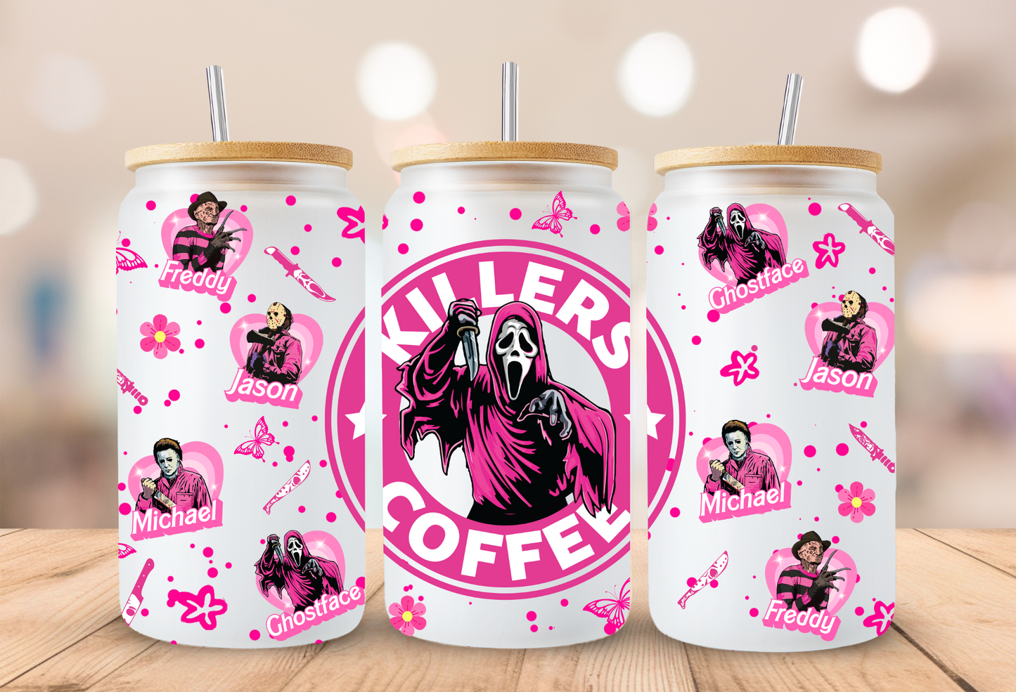 Horror Boys Killers Coffee Glass Beer Can