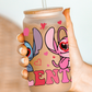 Valentines Stitch & Angel Glass Beer Can