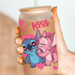 Angel & Stitch Valentines Glass Beer Can