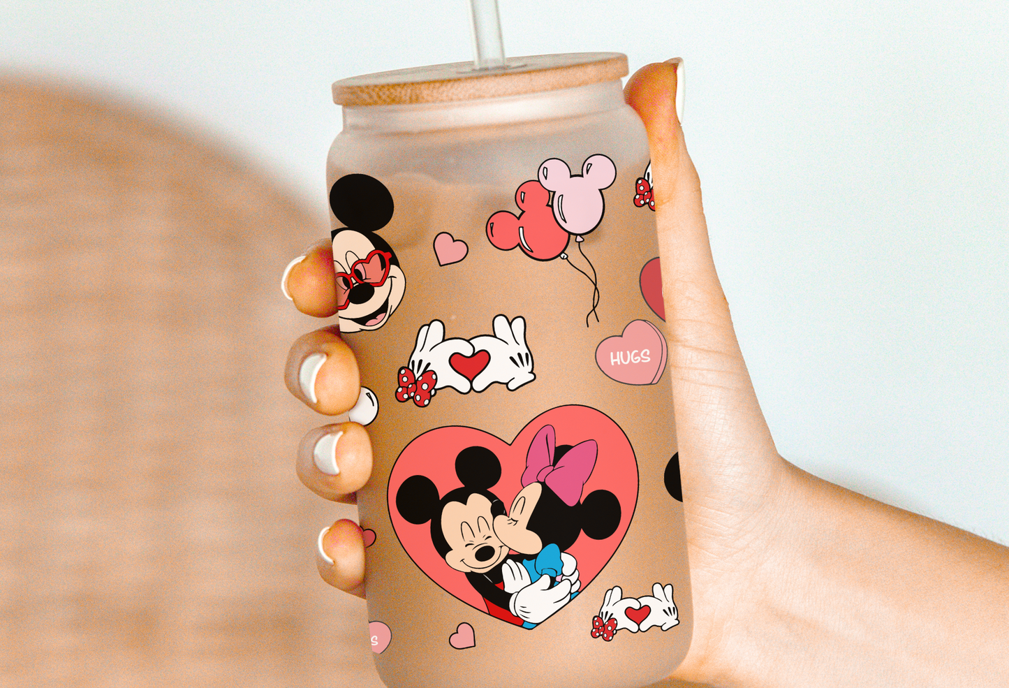 Minnie & Mickey Love Glass Beer Can