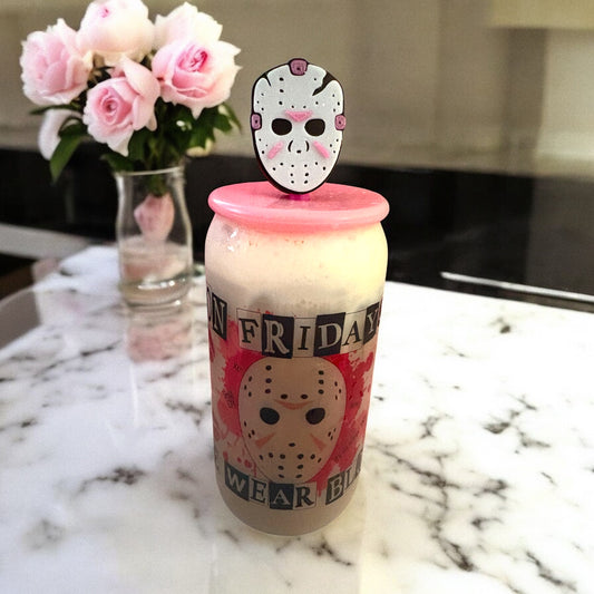 Blush Hockey Mask Straw Topper – Pink Horror Babe Edition