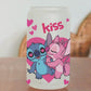 Angel & Stitch Valentines Glass Beer Can