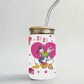 Daisy & Donald Valentines Glass Beer Can