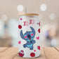 Angel & Stitch Valentines Glass Beer Can