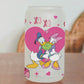 Daisy & Donald Valentines Glass Beer Can